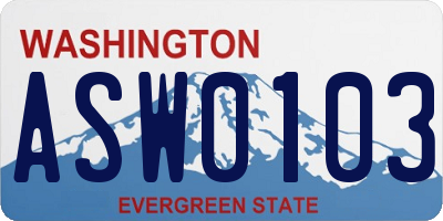 WA license plate ASW0103
