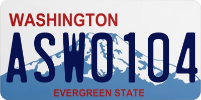 WA license plate ASW0104