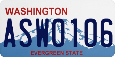 WA license plate ASW0106