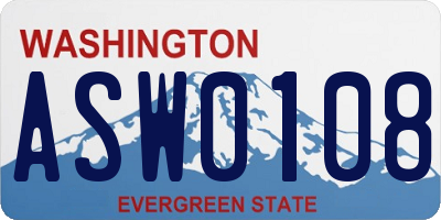 WA license plate ASW0108