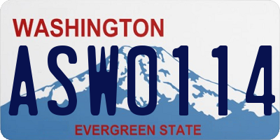 WA license plate ASW0114