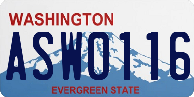 WA license plate ASW0116
