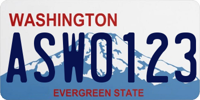 WA license plate ASW0123