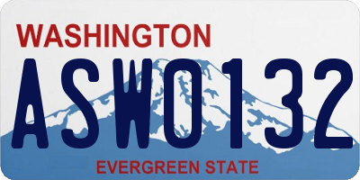 WA license plate ASW0132