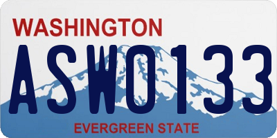 WA license plate ASW0133