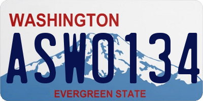 WA license plate ASW0134