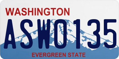 WA license plate ASW0135