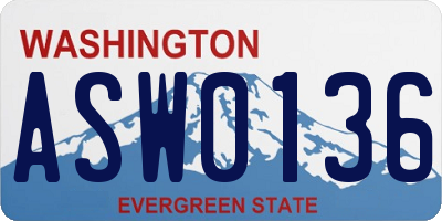 WA license plate ASW0136