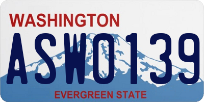 WA license plate ASW0139