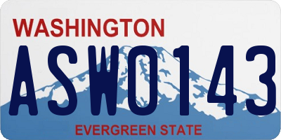 WA license plate ASW0143