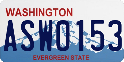 WA license plate ASW0153