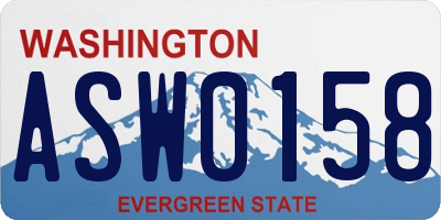 WA license plate ASW0158