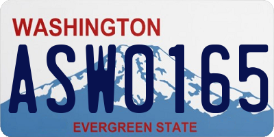WA license plate ASW0165