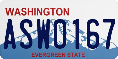 WA license plate ASW0167