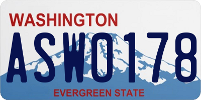 WA license plate ASW0178