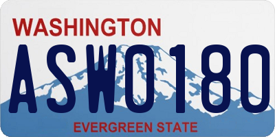 WA license plate ASW0180