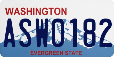 WA license plate ASW0182