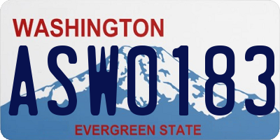 WA license plate ASW0183
