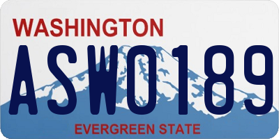 WA license plate ASW0189