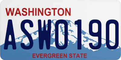 WA license plate ASW0190
