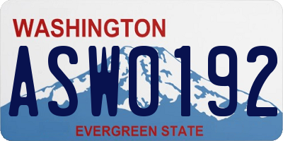 WA license plate ASW0192