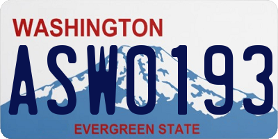 WA license plate ASW0193
