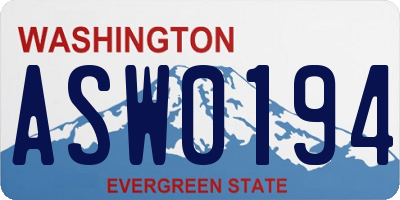 WA license plate ASW0194