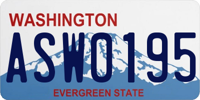 WA license plate ASW0195