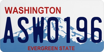 WA license plate ASW0196