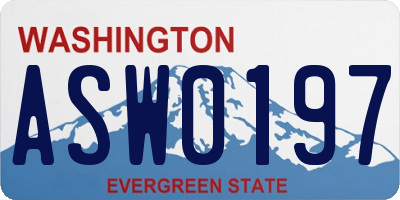 WA license plate ASW0197