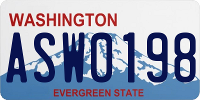 WA license plate ASW0198