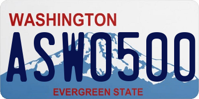 WA license plate ASW0500