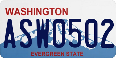 WA license plate ASW0502