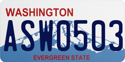 WA license plate ASW0503