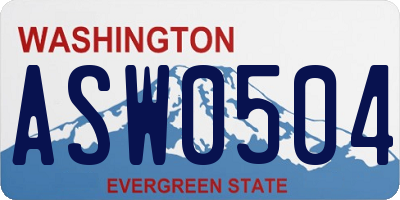 WA license plate ASW0504
