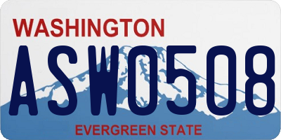 WA license plate ASW0508