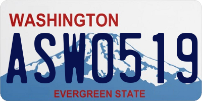 WA license plate ASW0519