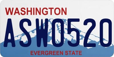 WA license plate ASW0520