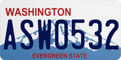 WA license plate ASW0532