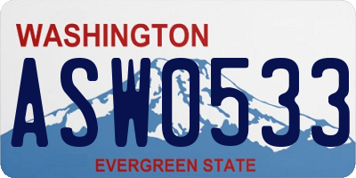WA license plate ASW0533