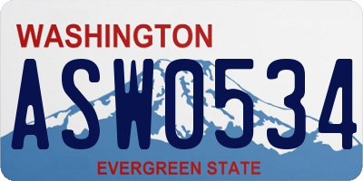 WA license plate ASW0534