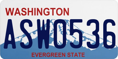 WA license plate ASW0536
