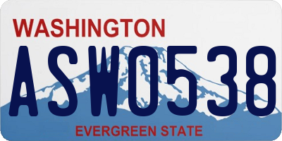 WA license plate ASW0538