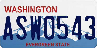 WA license plate ASW0543