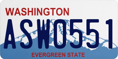 WA license plate ASW0551