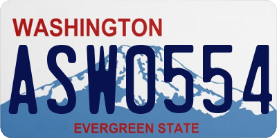 WA license plate ASW0554