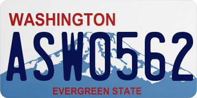 WA license plate ASW0562