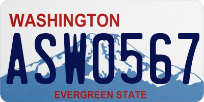 WA license plate ASW0567