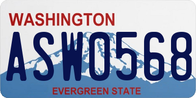 WA license plate ASW0568