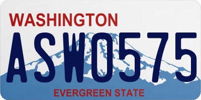 WA license plate ASW0575